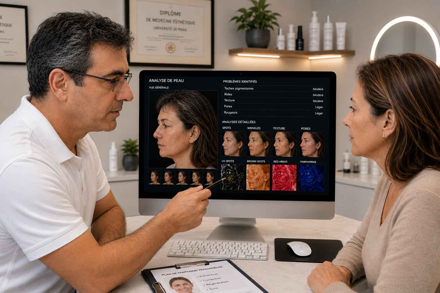 Dermatologische Hautanalyse vor CO2-Laserbehandlung in Hanau